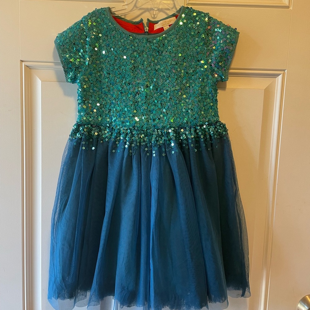 Bright and Beautiful Mini Boden Sequin Tulle Party Dress - Blue 6/7yrs